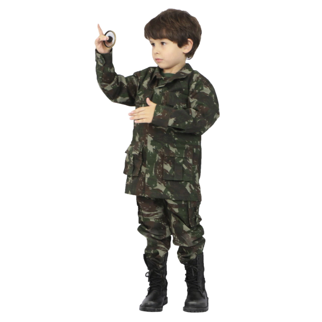 Farda Infantil Camuflado Exército Brasileiro + Coturno - Atack