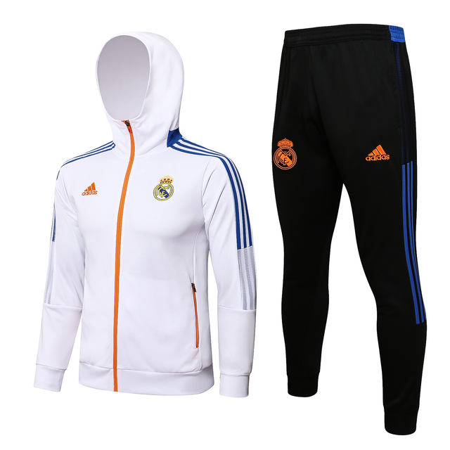 Conjunto Agasalho Adidas Real Madrid White 21/22 - Com Capuz