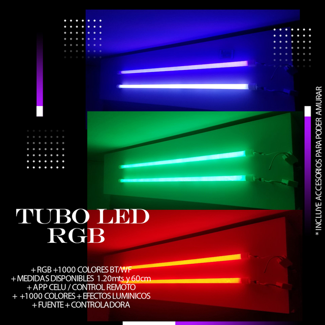 TUBO LED RGB 0.60cm C/App - Cciluminacionydeco