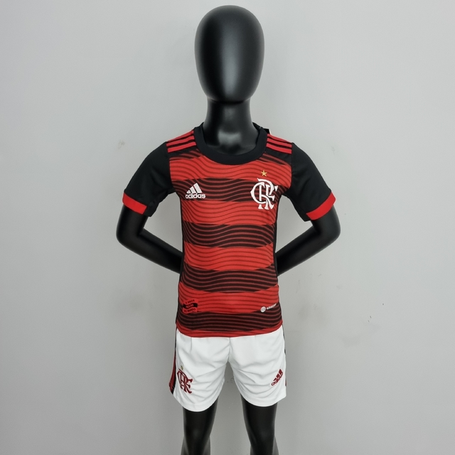 Kit Flamengo Infantil I 22/23 Camisa + Shorts Torcedor Adidas - Preto com  Vermelho