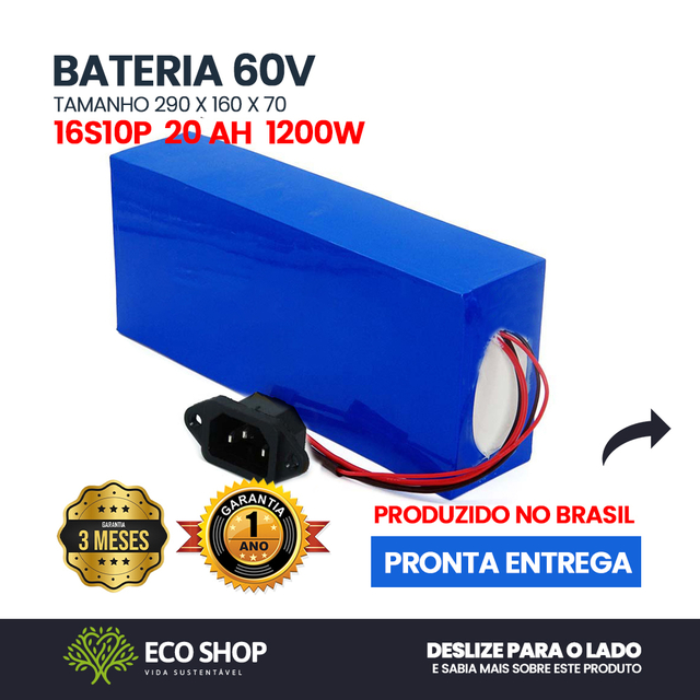 Bateria Lítio 60v / Produzida Brasil / 20Ah / Pronta Entrega