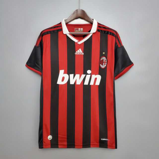 Camisa Milan Home 2009-2010 Torcedor Adidas Masculina - Vermelha e Preta
