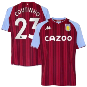 Camisa Aston Villa Home 21/22 #23 COUTINHO Torcedor Kappa Masculina - Vinho