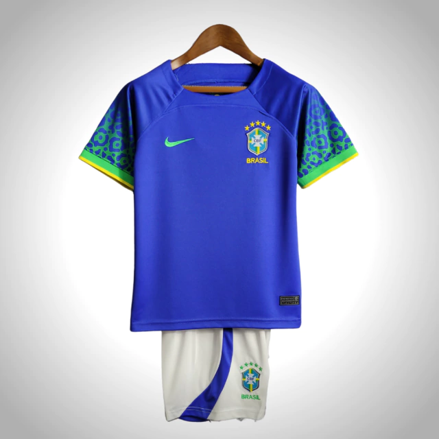 Kit Infantil Brasil Copa de 2022 Torcedor Nike - Camisa Azul + Short