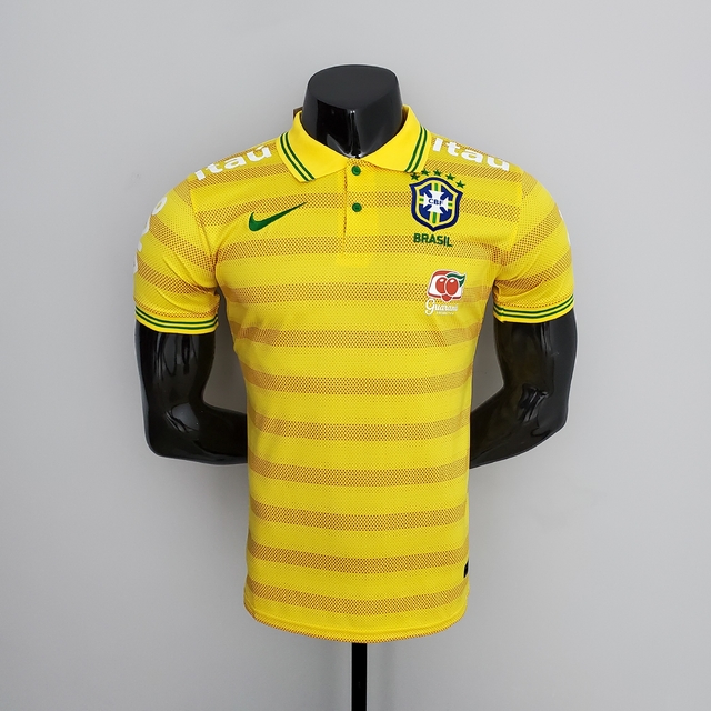 Camisa Seleção Brasil Listrada Polo Nike Masculino - Amarelo