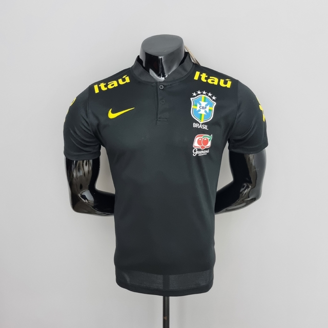 Camisa Polo Seleção Brasileira Treino -Torcedor Nike Masculina - Preta