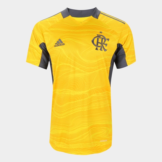 Camisa de Goleiro Flamengo I 21/22 - Torcedor Adidas Masculina -  Amarelo+Cinza
