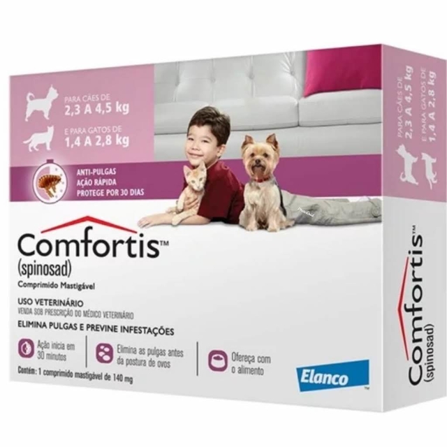 Antipulgas Comfortis Spinosad Elanco para Cães de 2 3 a 4 5 Kg e Gatos