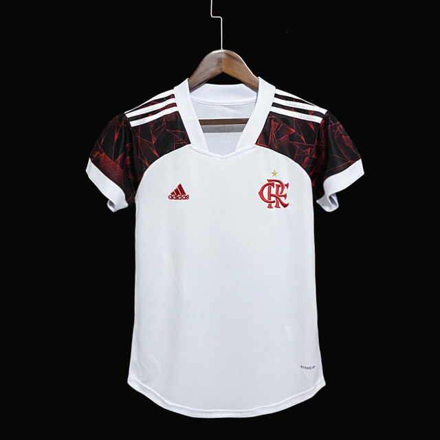Camisa Flamengo Away 21/22 Torcedor Adidas Feminina - Branca/Vermelha