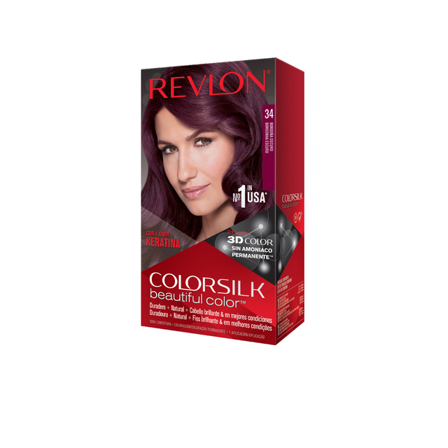 Tinte Para Cabello Colorsilk De Revlon Rojos / Colorados - T34 Borgoña  Oscuro