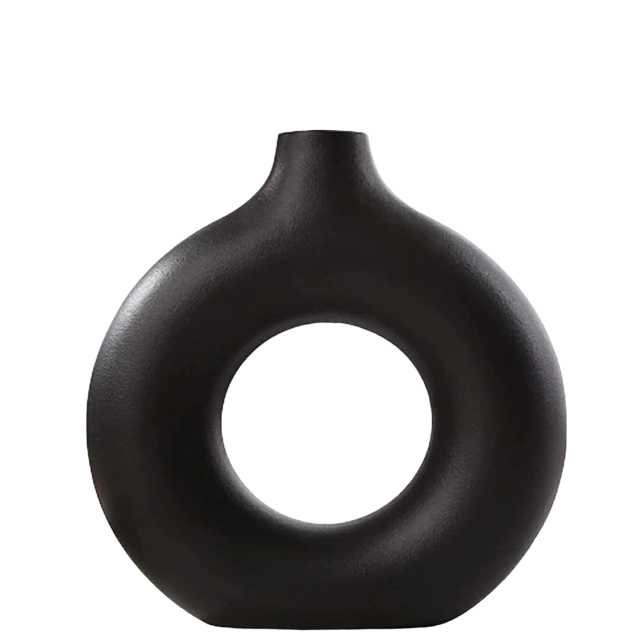 Florero Circular Grande Negro (3D) - decodesign