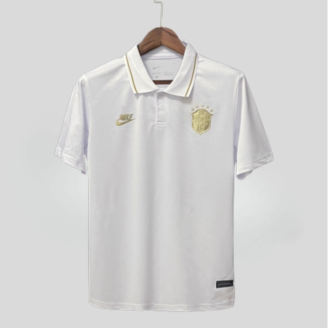Camisa Brasil Branca e Dourada 2022 Nike Masculina