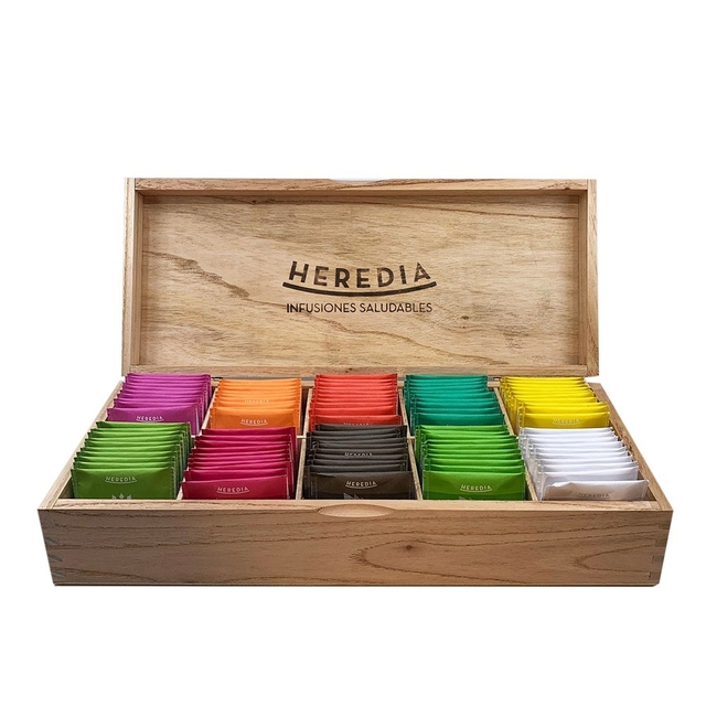 Caja de madera 100 saquitos surtidos Heredia
