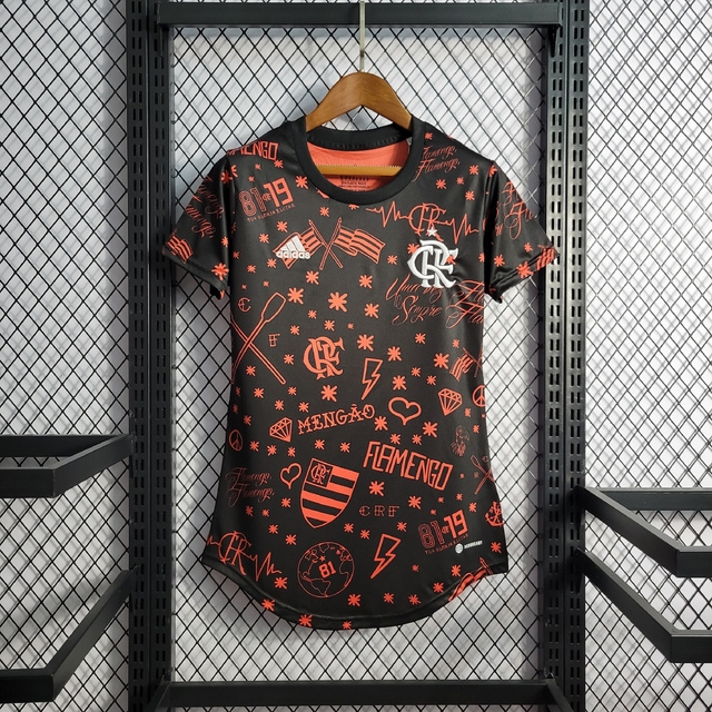 Camisa Flamengo Pré Jogo 22/23 Torcedor Adidas Feminino - Vermelho
