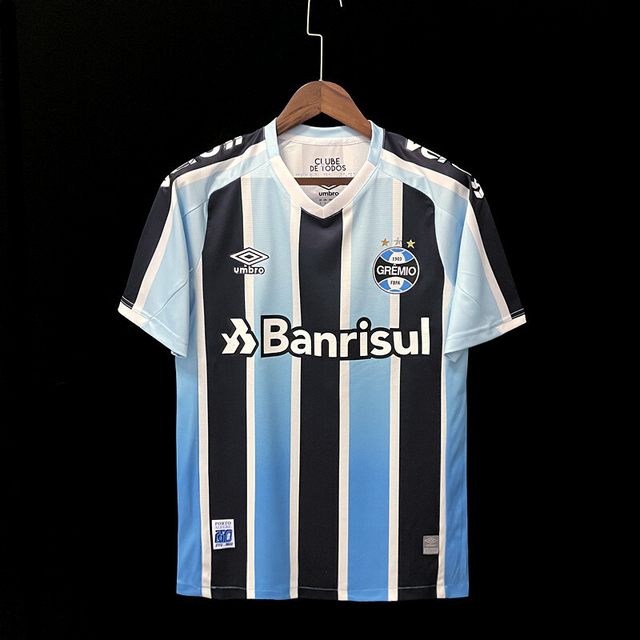 Camisa Grêmio Home 22/23 Torcedor Umbro Masculina - Azul, Preto e Bra