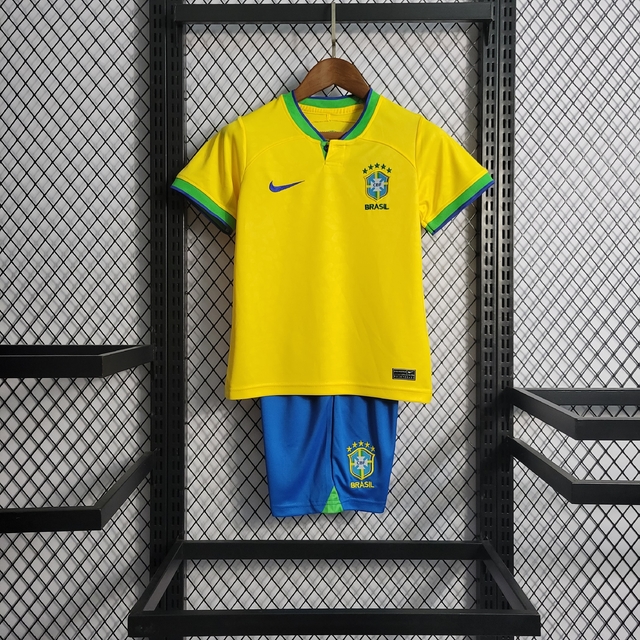 Kit Infantil Brasil Home 22/23 Nike Unissex - Amarelo