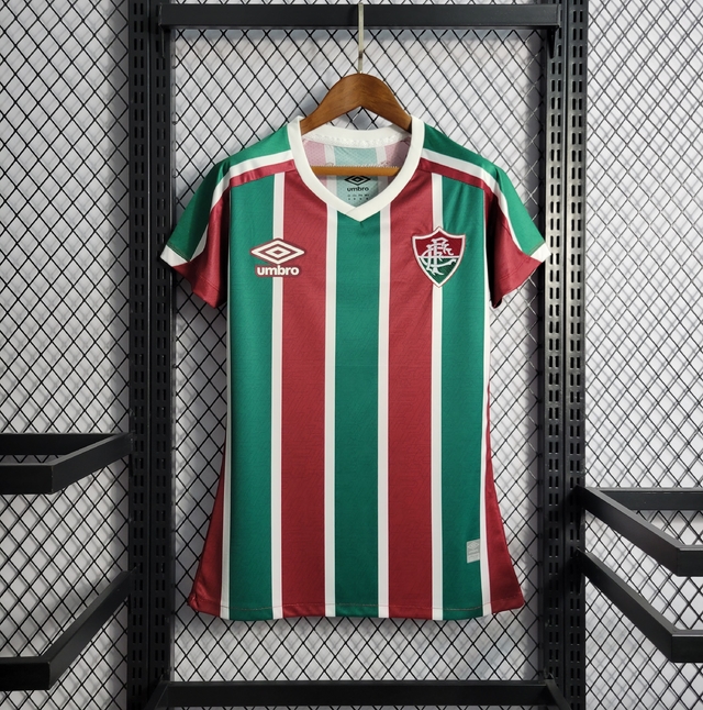 Camisa Fluminense Home 22/23 Torcedor Umbro Feminina - Vermelho, Verde