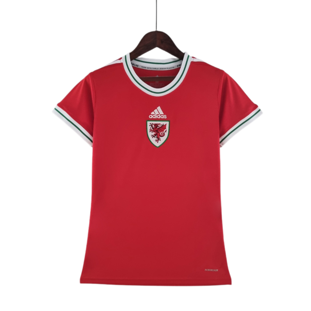 Camisa País de Gales 1 Home 22/23 - Torcedor Feminina - Vermelha