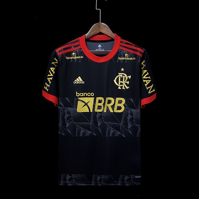 Camisa Flamengo 21/22 Torcedor Adidas Masculina - Preta Todos Patrocínios