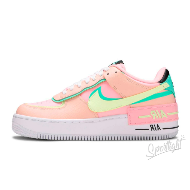 nike air force 1 shadow sneakers in arctic punch/barely volt