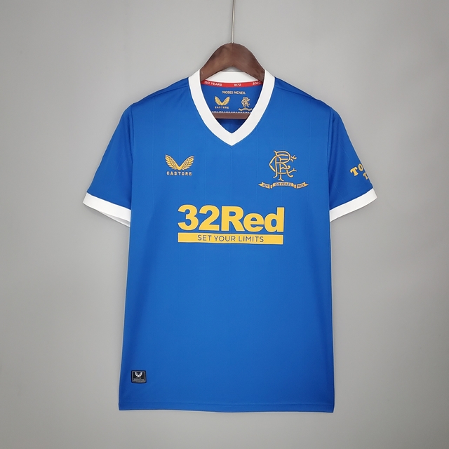Minúsculo insuficiente malla Camisa Rangers FC I 2021 2022 Masculina Modelo Torcedor Azul