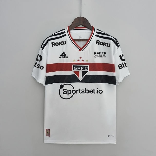 Camisa São Paulo FC I 22/23 (PATROCÍNIOS)- Masculina-Torcedor-Branca