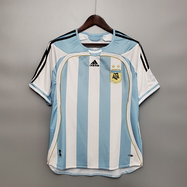 Camisa Retrô Seleção da Argentina I 2006 Modelo Torcedor Branca