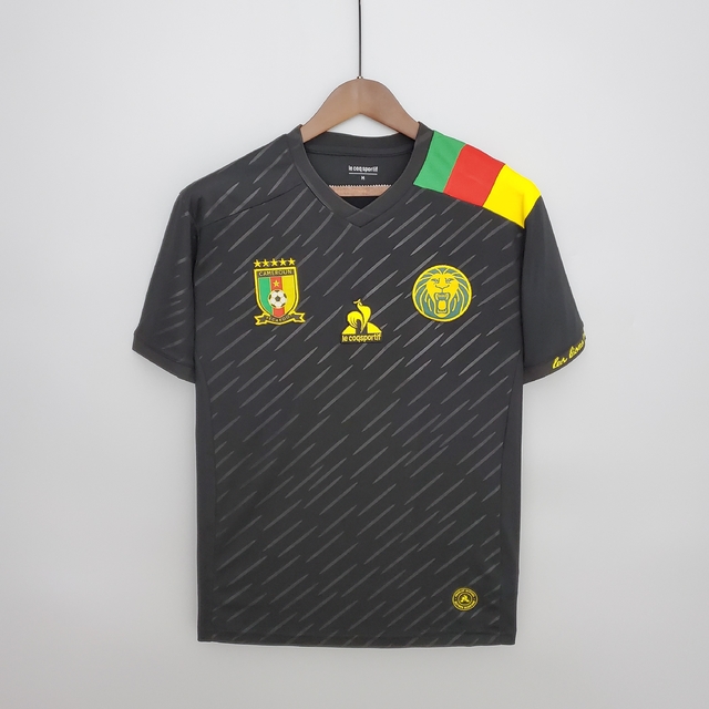 Camisa Seleção de Camarões 2022 Masculina Modelo Torcedor Fan Preta
