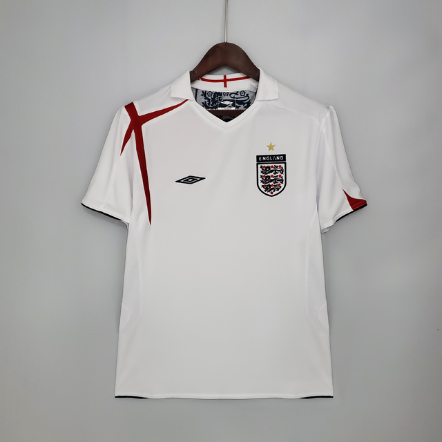Camisa Retrô Seleção da Inglaterra I 2006 Masculina Torcedor Branca