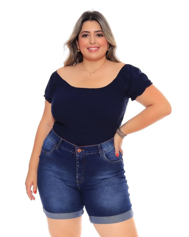 Shyro's Jeans - Bermuda Jeans Feminina Meia Coxa Plus Size