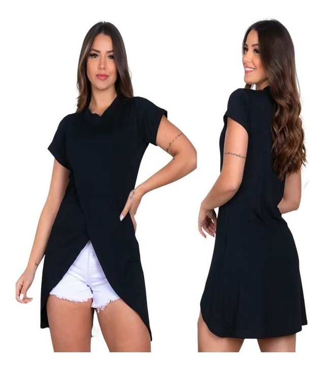 Blusa Mullet Alongada Bata Feminina Estilosa Soltinha Linda