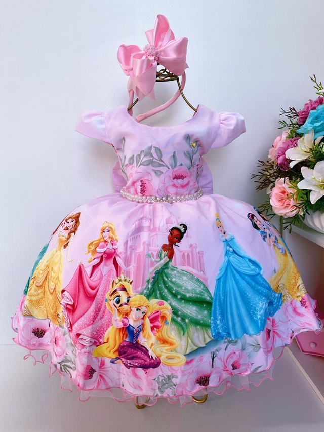 Vestido - Princesas Disney | Rosa - Comprar em SAMULICA