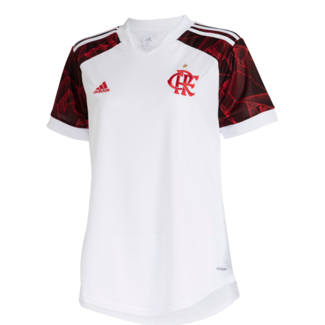 Camisa Flamengo II 21/22 s/n° Torcedor Adidas Feminina - Branco+Vermelho