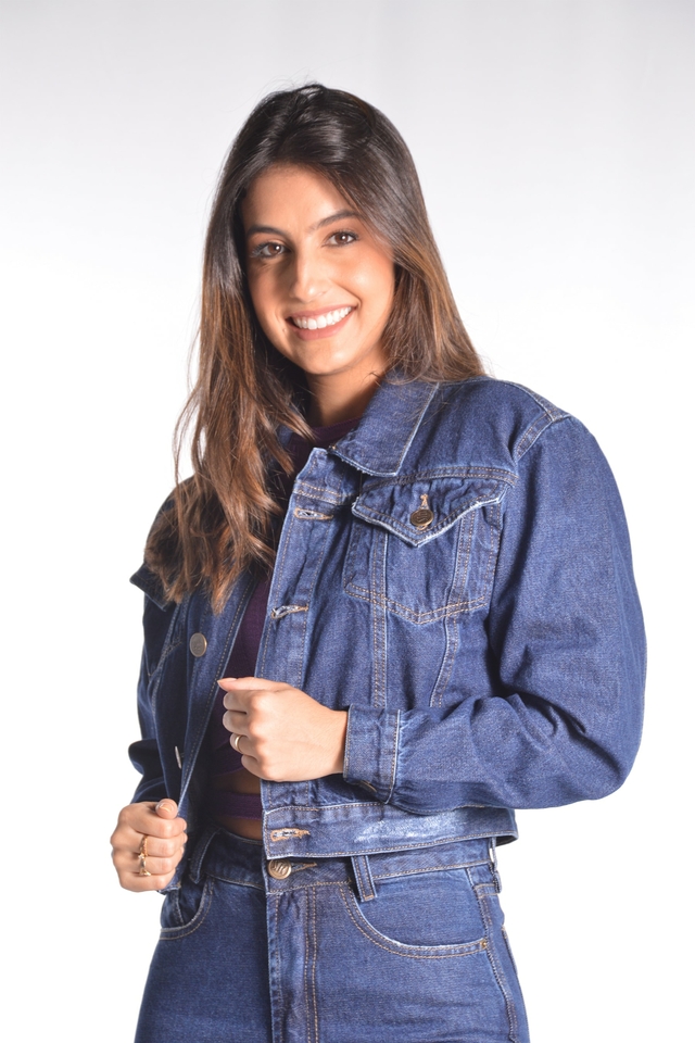 Jaqueta Jeans Oversized Feminina escura - strategia