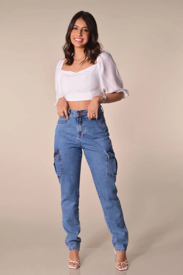 Calça Feminina Cargo Jeans - Strategia Jeans