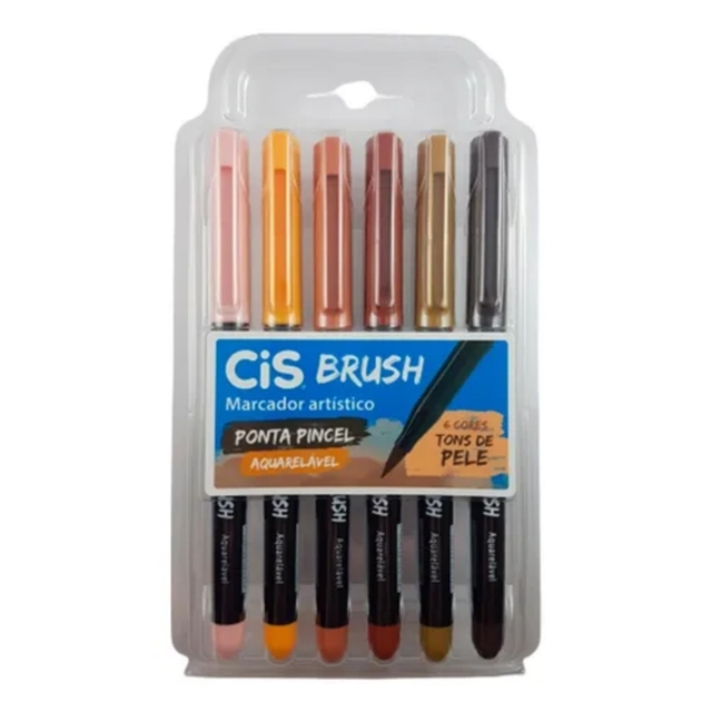 Kit Brush Pen 6 Cores Tons de Pele - Cis - Imaginart