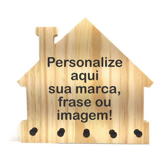 Porta Chaves Personalizado com Frase ou Imagem em Madeira de Pinus Clear