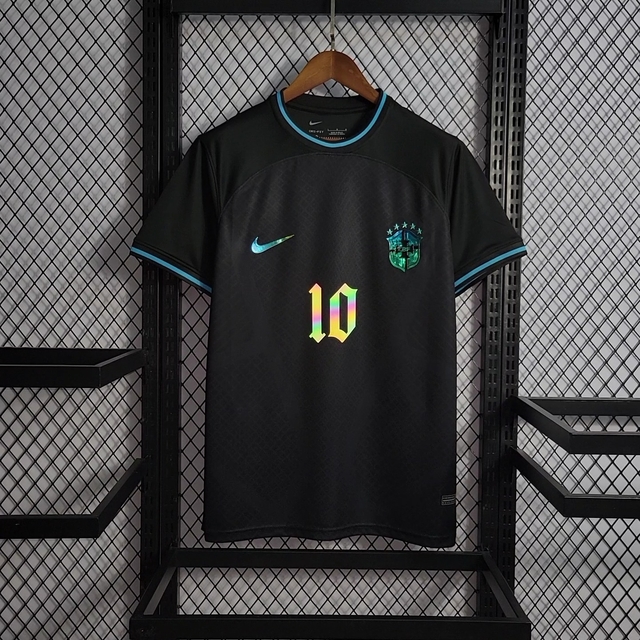 Camisa Brasil Black Personalização Refletiva 2022 Torcedor Nike Masculina -  Preta