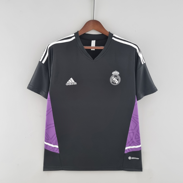 Camisa Adidas Real Madrid Treino Preta e Roxa 2022/2023