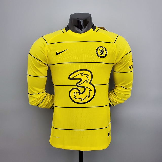 Camisa Chelsea Away 21/22 Jogador Nike Manga Longa Masculina - Amarela