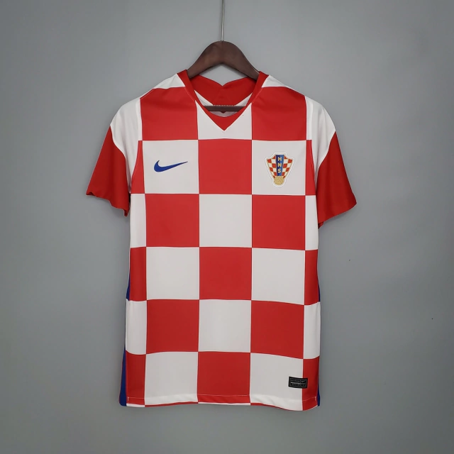 Camisa Croácia Home 20/21 Torcedor Nike Masculina - Vermelha e Branca Xadrez