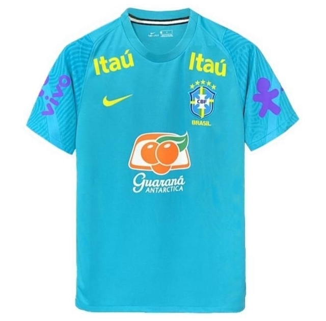 Camisa Seleção Brasileira Treino Todos os Patrocínios Torcedor Nike  Masculina - Azul