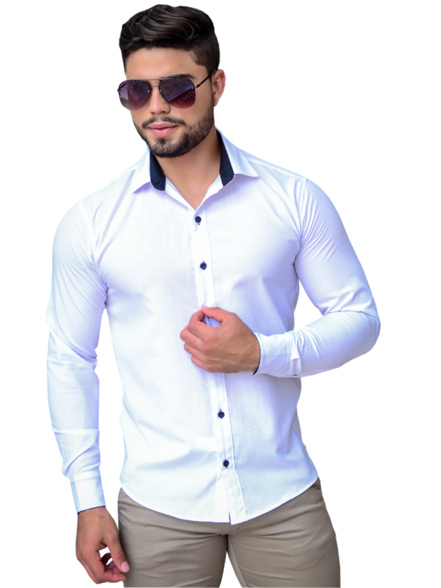 Camisa Social Masculina Slim Branca - MirehLider