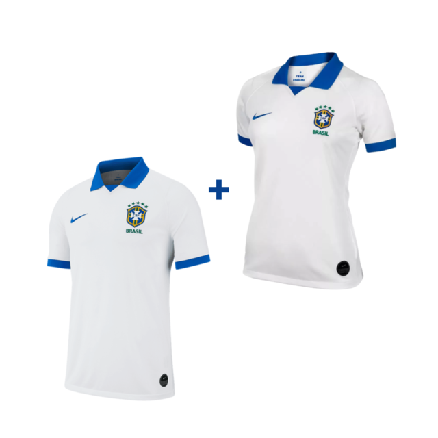 KIT DE CASAL] Camisas Seleção Brasil III 19/20 Branca - Nike - Masculino e  Feminina Torcedor