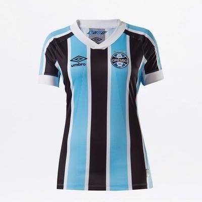 Camisa Grêmio I 21/22 - Feminina Torcedor - Azul, Preto e Branco