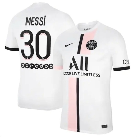 Camisa PSG II 21/22 - Messi Neymar Mbappé - Masculino Torcedor - Rosa e  Branco