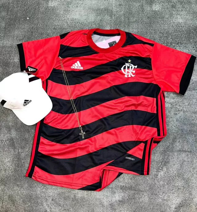 Kit Nova Camisa Flamengo Listra Ondas 2022/2023 C/ Boné Adidas Branco  Cordão & Pingente Brinde!