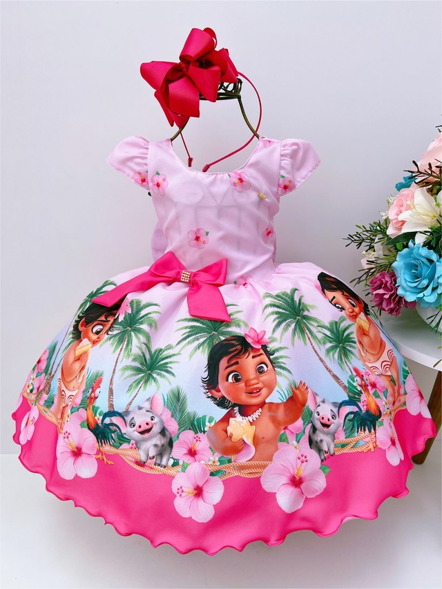 Vestido Moana Baby Infantil Luxo Festa Aniversário