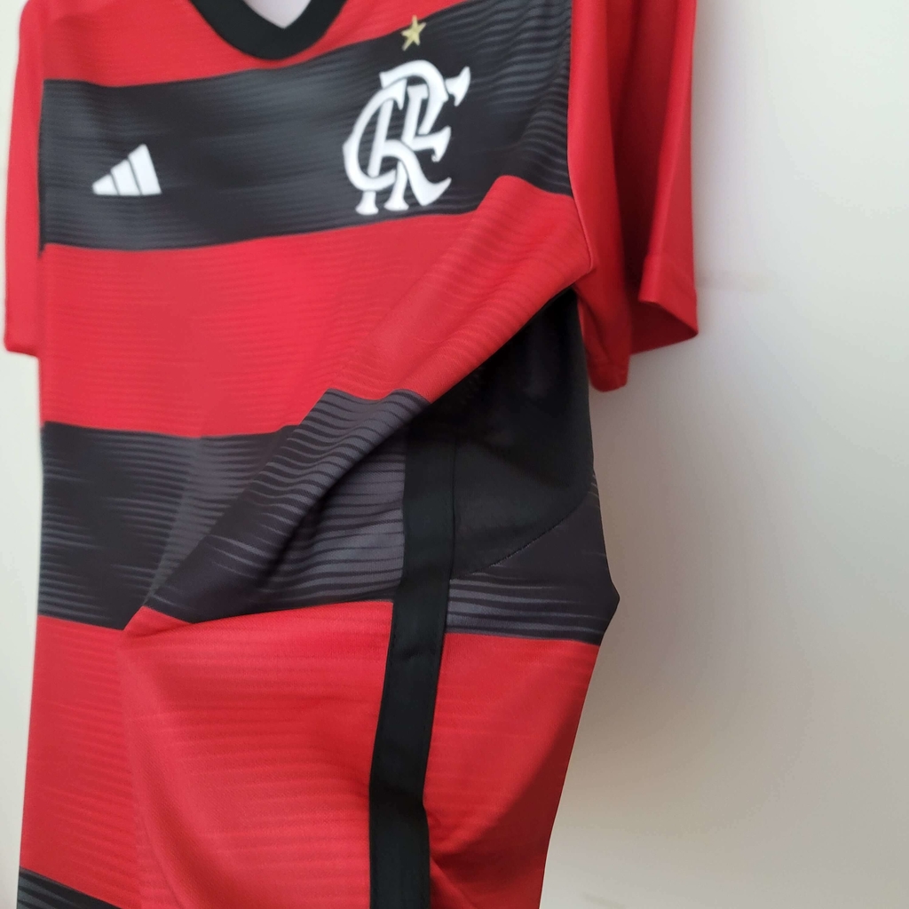 Camisa Do Flamengo I 23 24 Torcedor Adidas Masculina Vermelha Preto