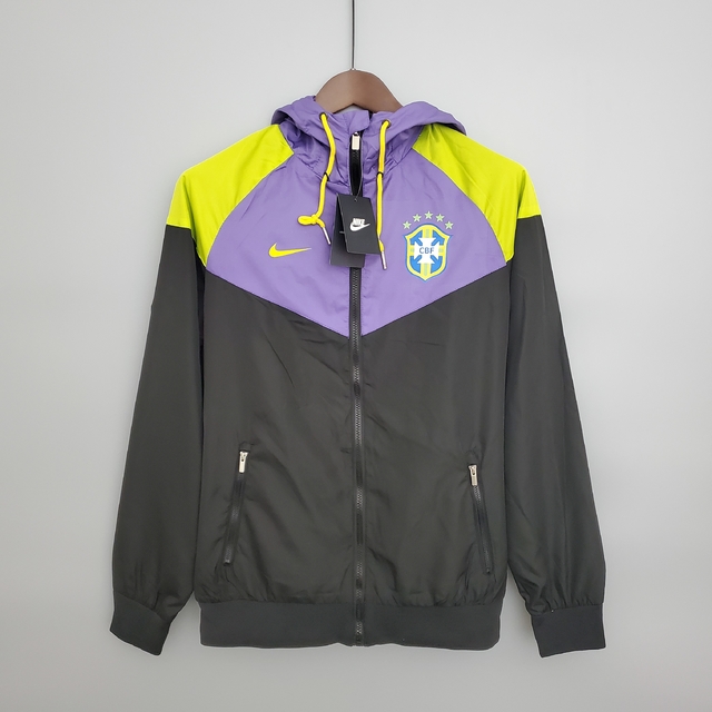 Blusa Corta Vento Seleção Brasileira Nike - Amarelo, Roxo e Preto